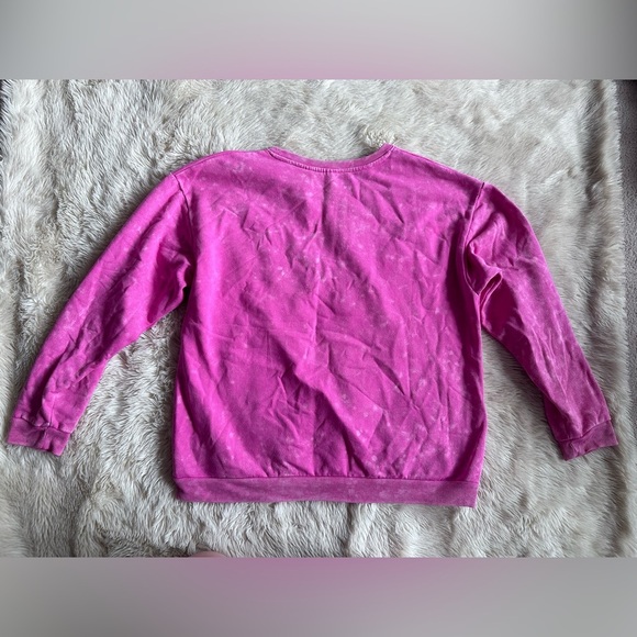 Barbie Hot Pink Acid Wash Embroidered Star Sweatshirt Size Large / L - Picture 7 of 7
